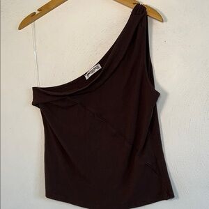 Princess Polly Brown One-Shoulder Top